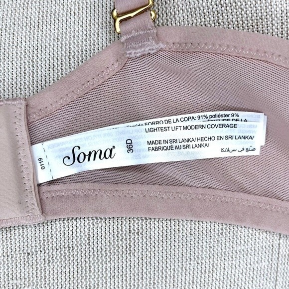 Soma Lightest Lift Modern Coverage Bra sz 36D * Adobe Rose Spacer Foam T-Shirt - Picture 7 of 7
